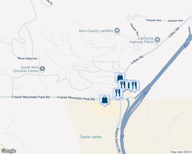 map of restaurants, bars, coffee shops, grocery stores, and more near 657 Lebec Drive in Lebec