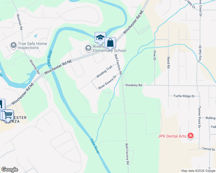 map of restaurants, bars, coffee shops, grocery stores, and more near 122 River Downs Dr in Huntsville