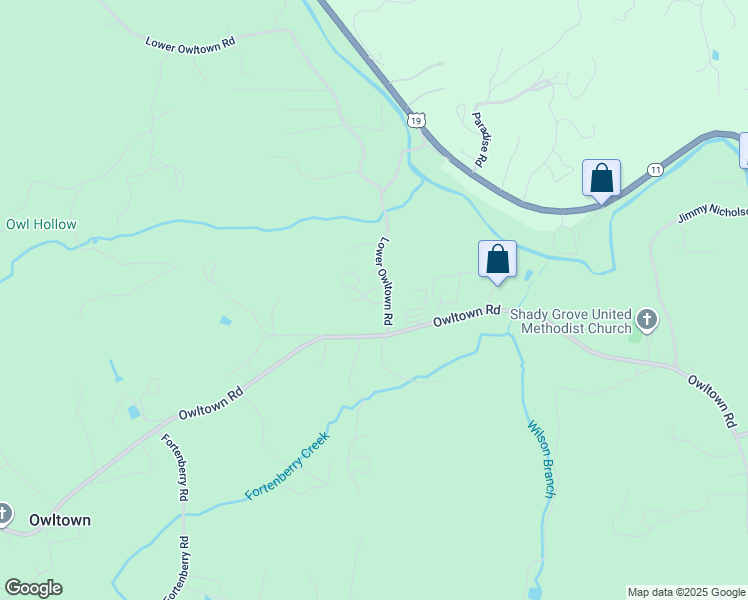 map of restaurants, bars, coffee shops, grocery stores, and more near 2364 Lower Owltown Road in Blairsville