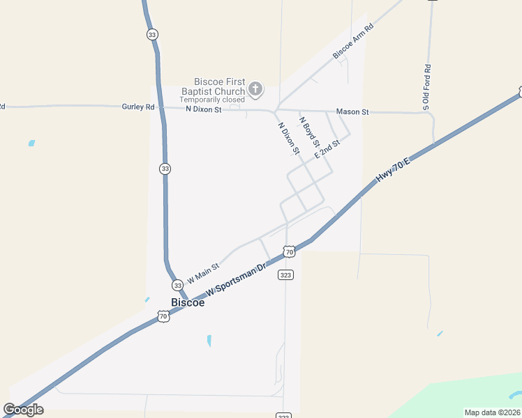 map of restaurants, bars, coffee shops, grocery stores, and more near in Biscoe