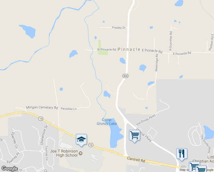 map of restaurants, bars, coffee shops, grocery stores, and more near 20999 Country Creek Lane in Little Rock