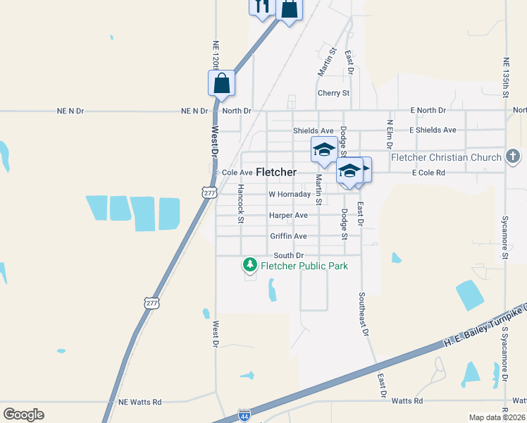 map of restaurants, bars, coffee shops, grocery stores, and more near 207 Harper Avenue in Fletcher