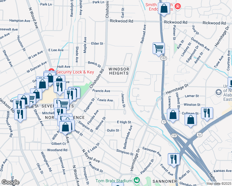 map of restaurants, bars, coffee shops, grocery stores, and more near 462 Francis Avenue in Florence