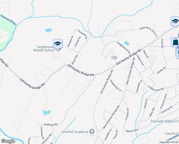 map of restaurants, bars, coffee shops, grocery stores, and more near 3110 Old Easley Bridge Road in Greenville