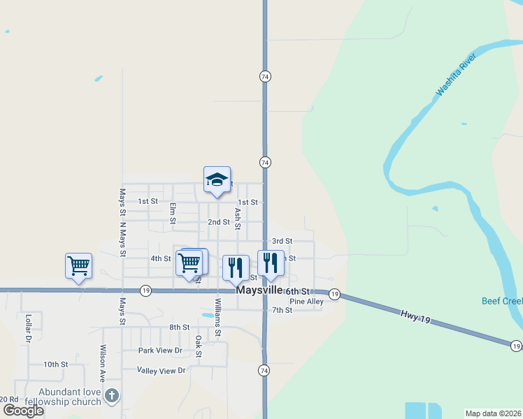 map of restaurants, bars, coffee shops, grocery stores, and more near 402 2nd Street in Maysville