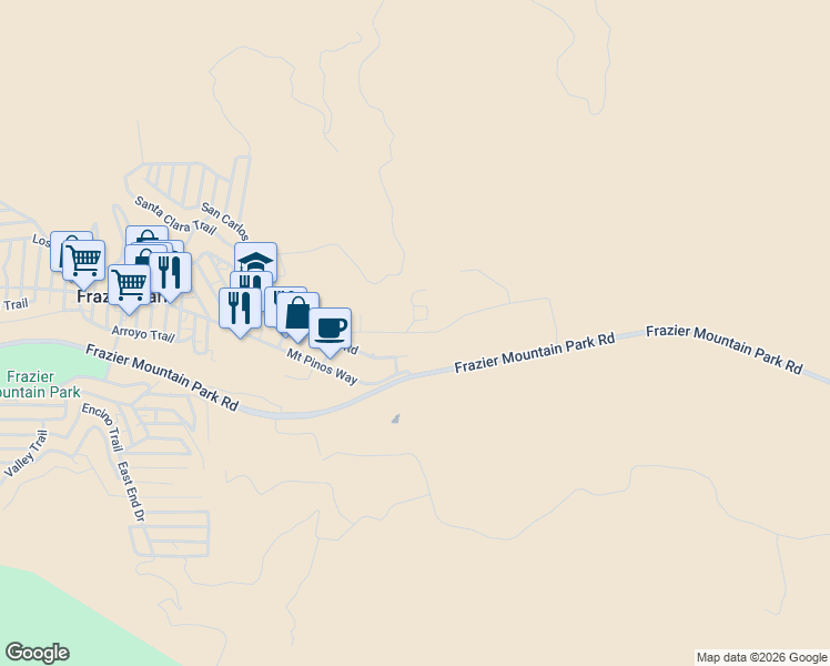map of restaurants, bars, coffee shops, grocery stores, and more near Johnson Road in Frazier Park