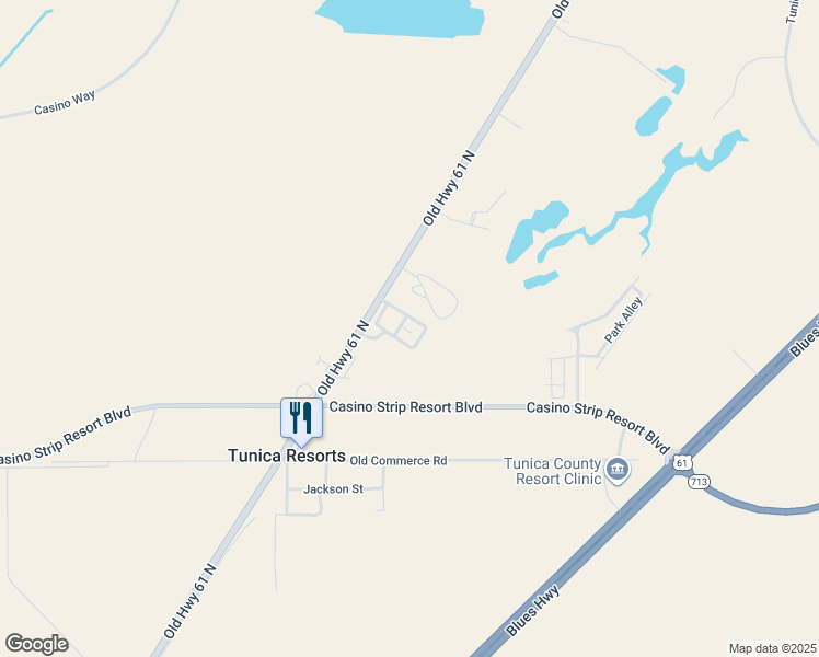 map of restaurants, bars, coffee shops, grocery stores, and more near 6869 Old Highway 61 North in Tunica Resorts