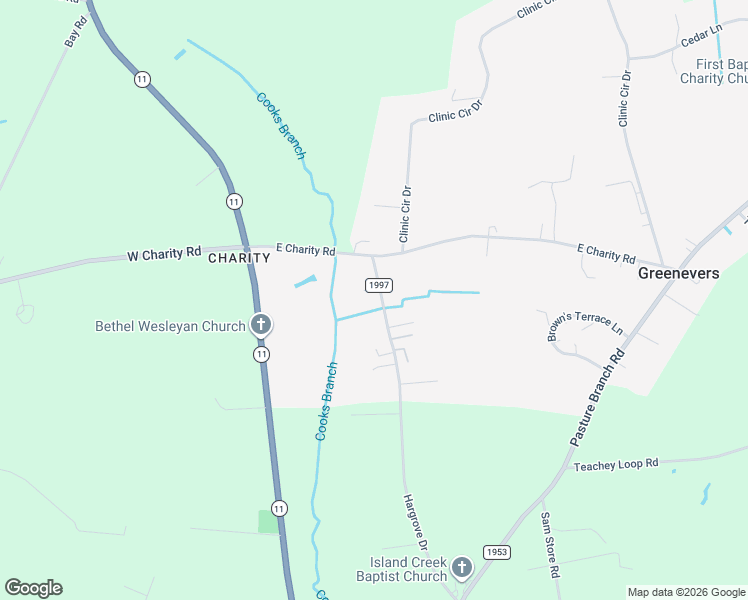 map of restaurants, bars, coffee shops, grocery stores, and more near 128 Hargrove Drive in Rose Hill