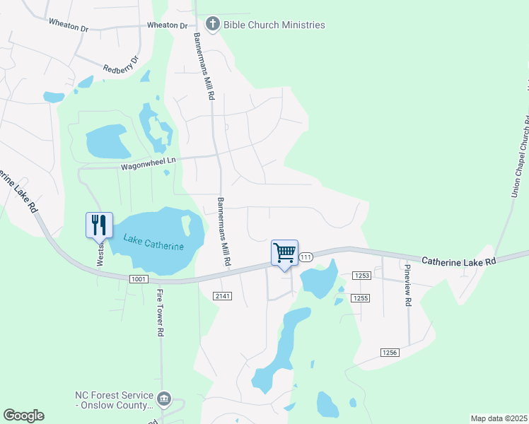 map of restaurants, bars, coffee shops, grocery stores, and more near 300 Ivy Brook Court in Richlands