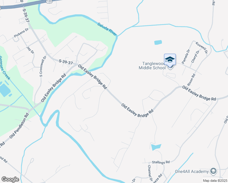 map of restaurants, bars, coffee shops, grocery stores, and more near 3624 Old Easley Bridge Road in Greenville