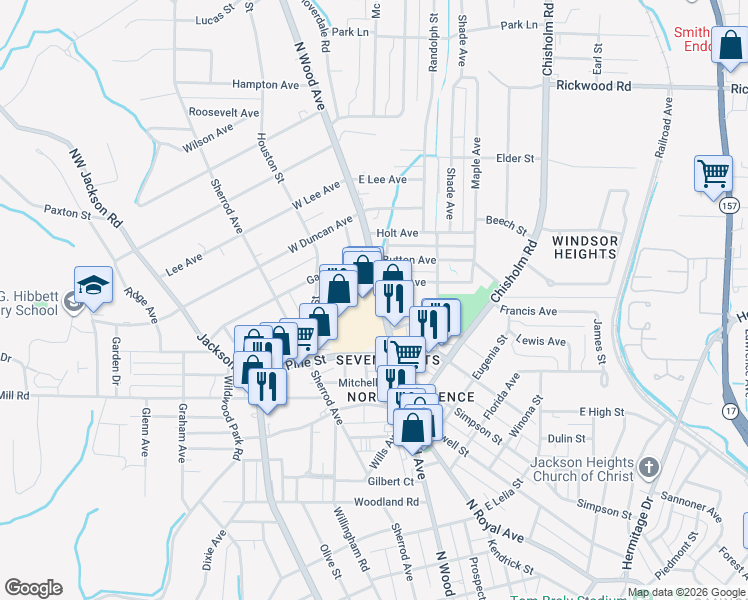 map of restaurants, bars, coffee shops, grocery stores, and more near 133 Garfield Avenue in Florence