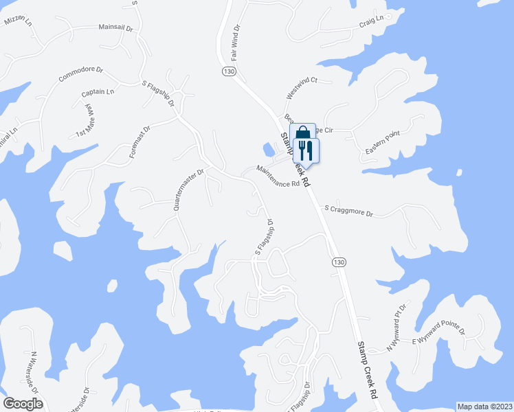 map of restaurants, bars, coffee shops, grocery stores, and more near 106 Harbor Lights Drive in Salem