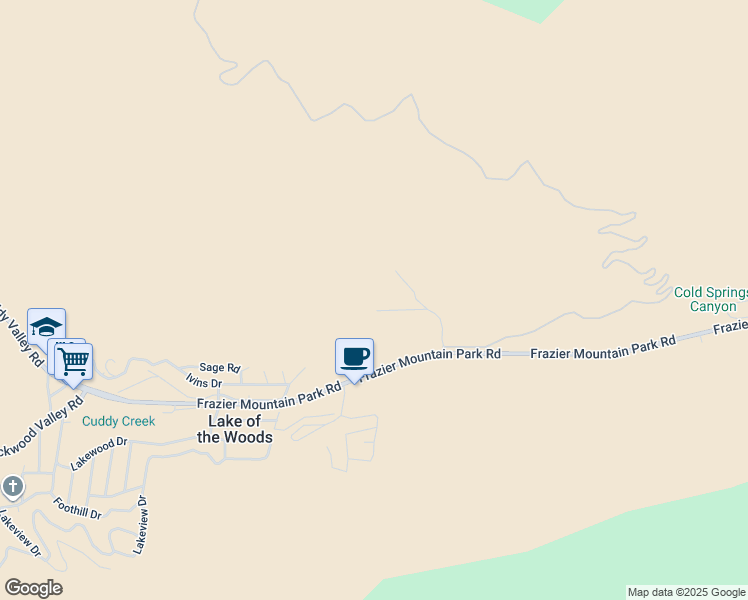 map of restaurants, bars, coffee shops, grocery stores, and more near 6267 Bear Court in Frazier Park