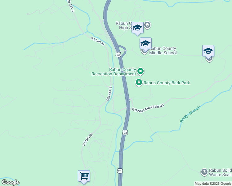 map of restaurants, bars, coffee shops, grocery stores, and more near 242 West Boggs Mountain Road in Tiger