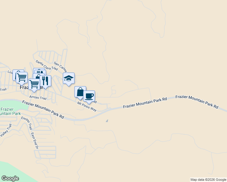 map of restaurants, bars, coffee shops, grocery stores, and more near 2801 Johnson Road in Frazier Park