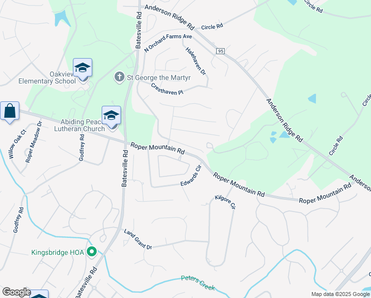 map of restaurants, bars, coffee shops, grocery stores, and more near 506 South Orchard Farms Avenue in Simpsonville