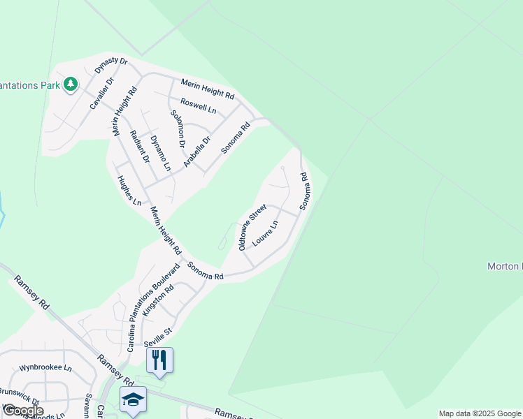 map of restaurants, bars, coffee shops, grocery stores, and more near 418 Oldtowne Street in Jacksonville