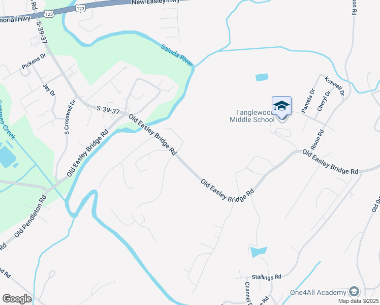 map of restaurants, bars, coffee shops, grocery stores, and more near 3624 Old Easley Bridge Road in Greenville