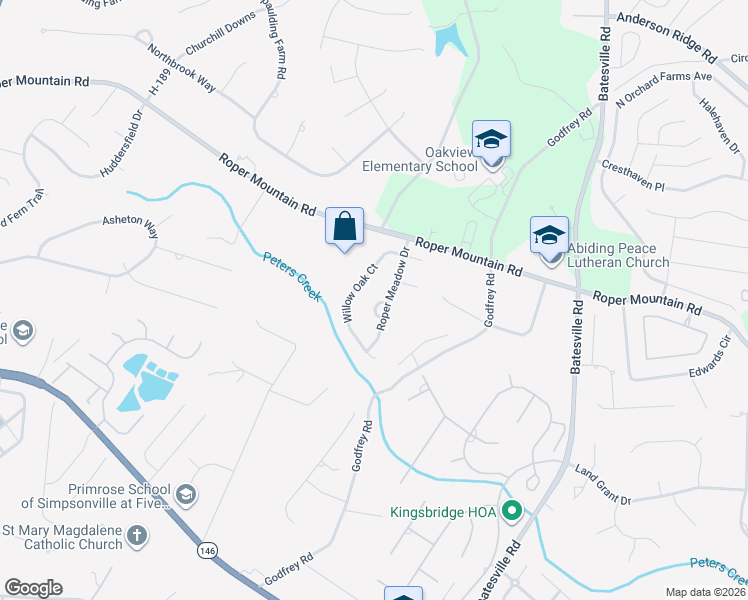 map of restaurants, bars, coffee shops, grocery stores, and more near 212 H-233 in Simpsonville