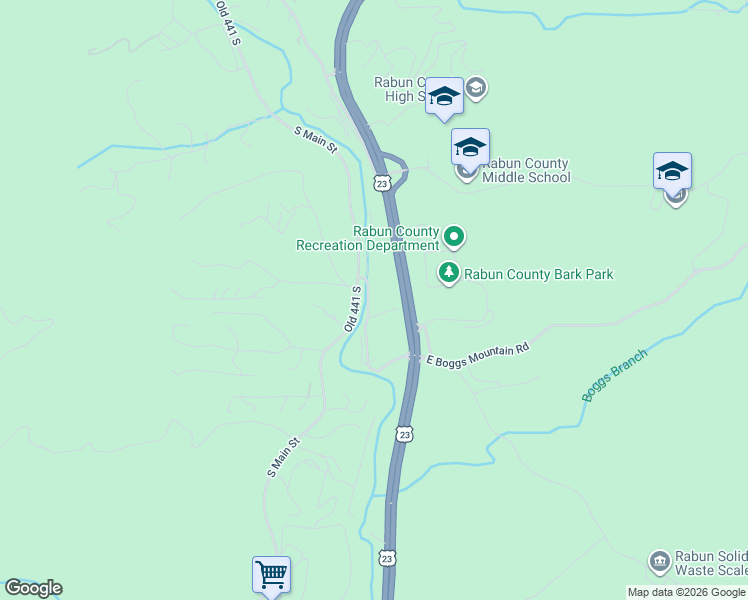 map of restaurants, bars, coffee shops, grocery stores, and more near 242 West Boggs Mountain Road in Tiger