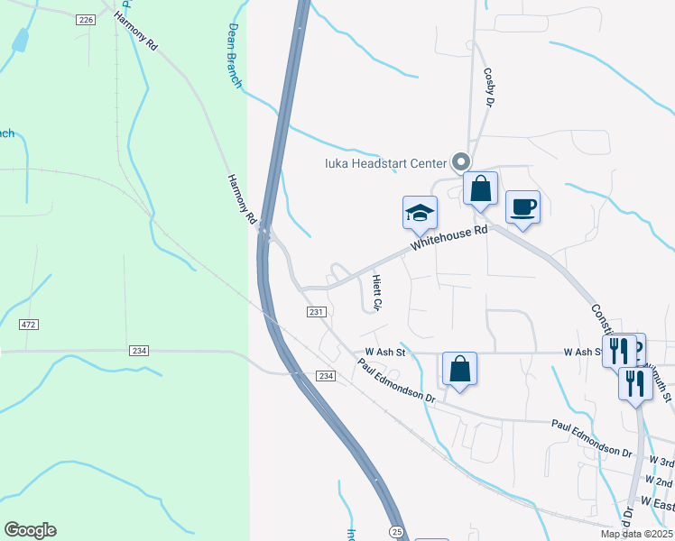 map of restaurants, bars, coffee shops, grocery stores, and more near 1632-1660 Whitehouse Road in Iuka