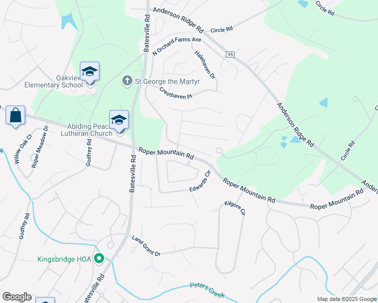 map of restaurants, bars, coffee shops, grocery stores, and more near 506 South Orchard Farms Avenue in Simpsonville