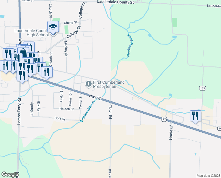 map of restaurants, bars, coffee shops, grocery stores, and more near Grisham Drive in Rogersville