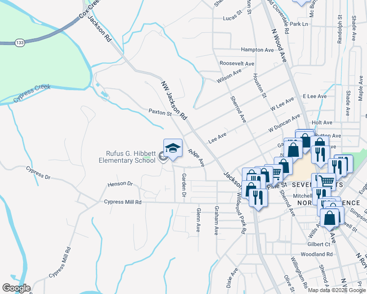 map of restaurants, bars, coffee shops, grocery stores, and more near 1631 Ridge Avenue in Florence