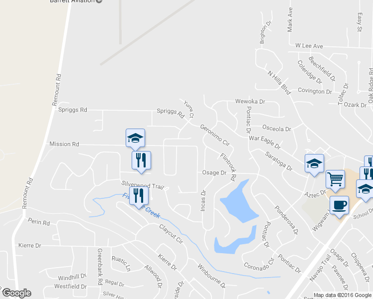 map of restaurants, bars, coffee shops, grocery stores, and more near 1220 Mission Road in North Little Rock