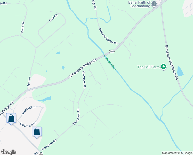 map of restaurants, bars, coffee shops, grocery stores, and more near 209 Ellington Creek Lane in Greer