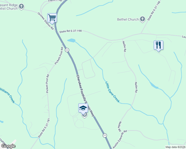 map of restaurants, bars, coffee shops, grocery stores, and more near 512 Sixteenth Circle in Walhalla