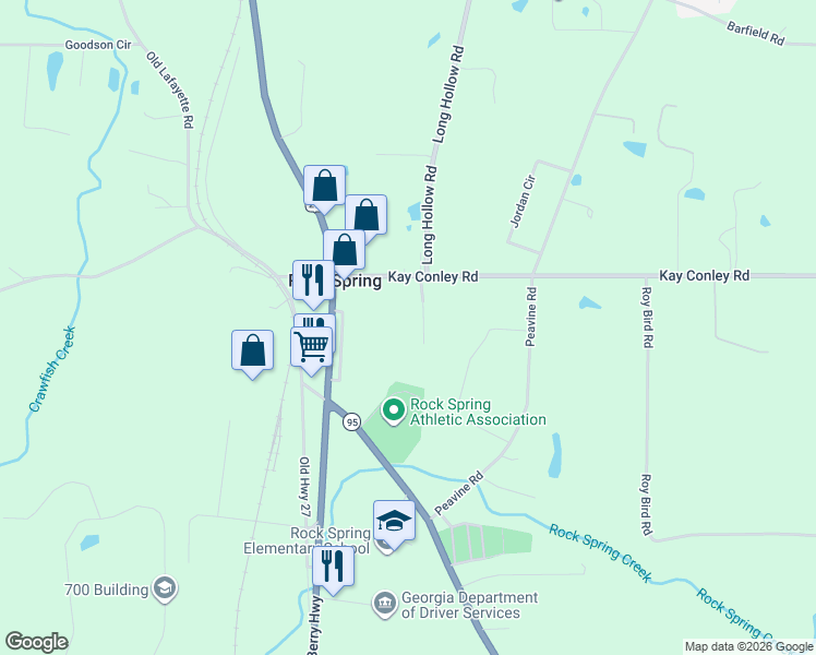 map of restaurants, bars, coffee shops, grocery stores, and more near 84 Endeavor Pointe Way in Rock Spring