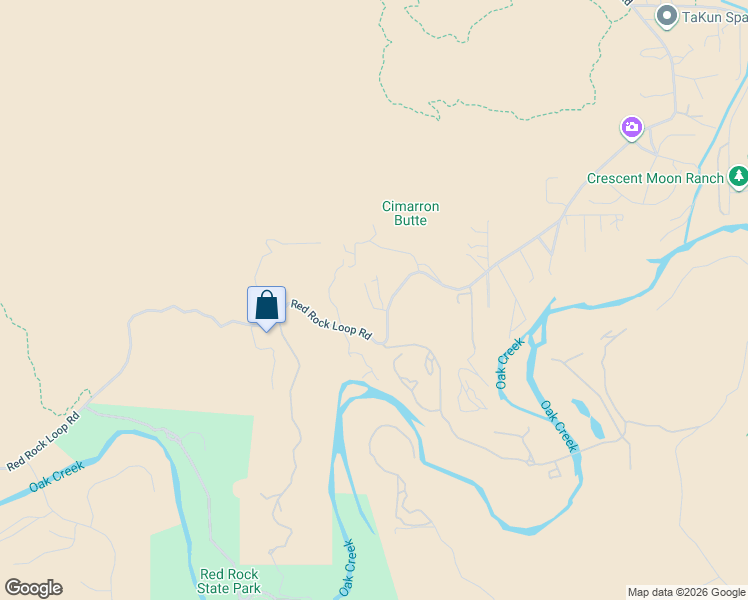 map of restaurants, bars, coffee shops, grocery stores, and more near 3400 Red Rock Loop Road in Sedona