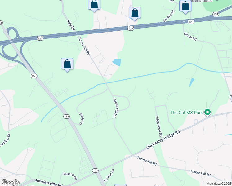 map of restaurants, bars, coffee shops, grocery stores, and more near 109 Horseshoe Bend Road in Easley