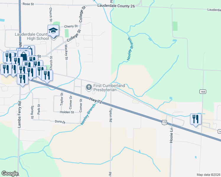 map of restaurants, bars, coffee shops, grocery stores, and more near Grisham Drive in Rogersville