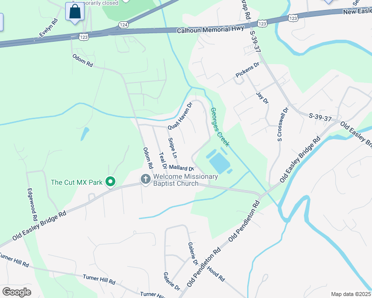 map of restaurants, bars, coffee shops, grocery stores, and more near 115 Snipe Lane in Easley