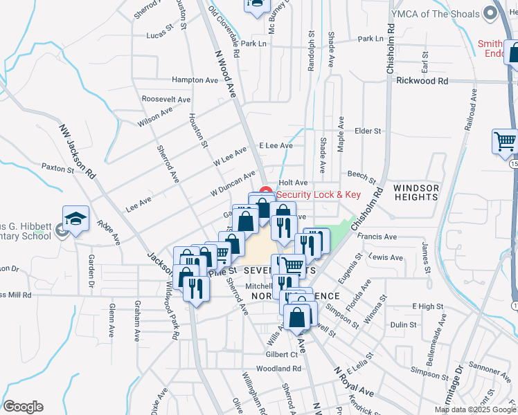 map of restaurants, bars, coffee shops, grocery stores, and more near 109-133 Garfield Ave in Florence