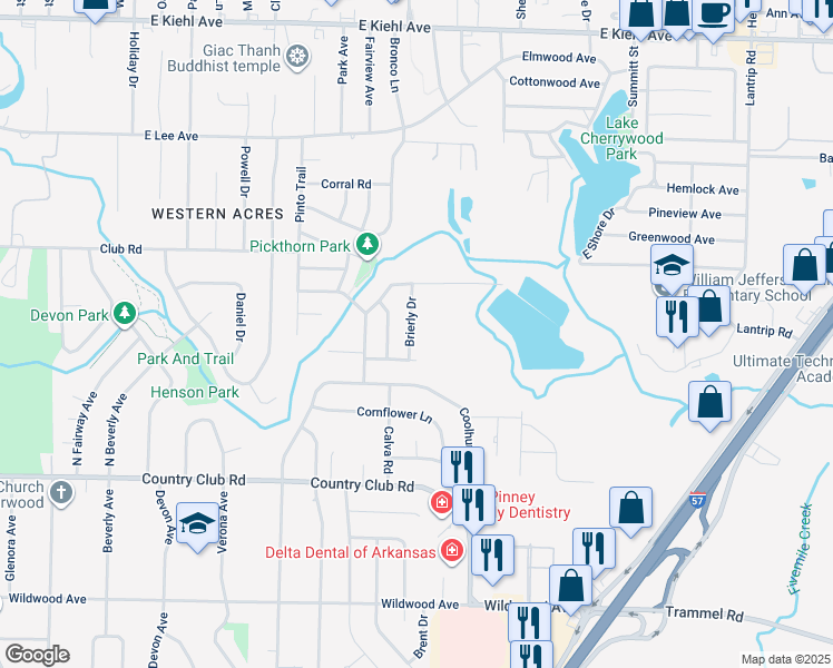map of restaurants, bars, coffee shops, grocery stores, and more near 610 Brierly Drive in Sherwood