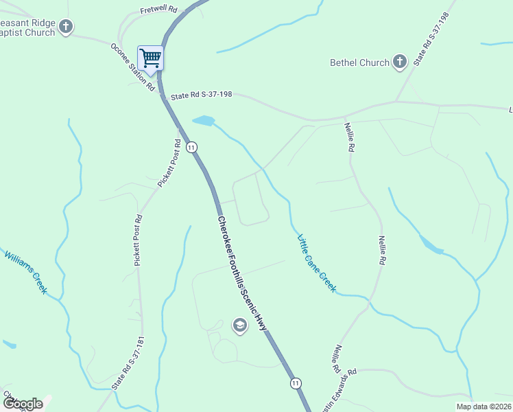 map of restaurants, bars, coffee shops, grocery stores, and more near 512 Sixteeth Circle in Walhalla