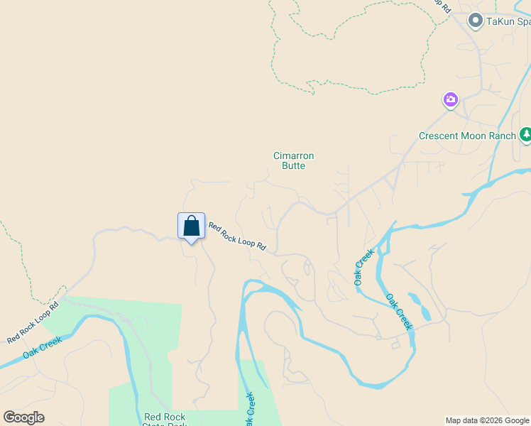 map of restaurants, bars, coffee shops, grocery stores, and more near 3400 Red Rock Loop Road in Sedona