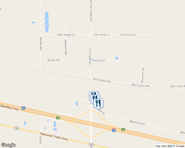 map of restaurants, bars, coffee shops, grocery stores, and more near 31405 Fort Cady Road in Newberry Springs