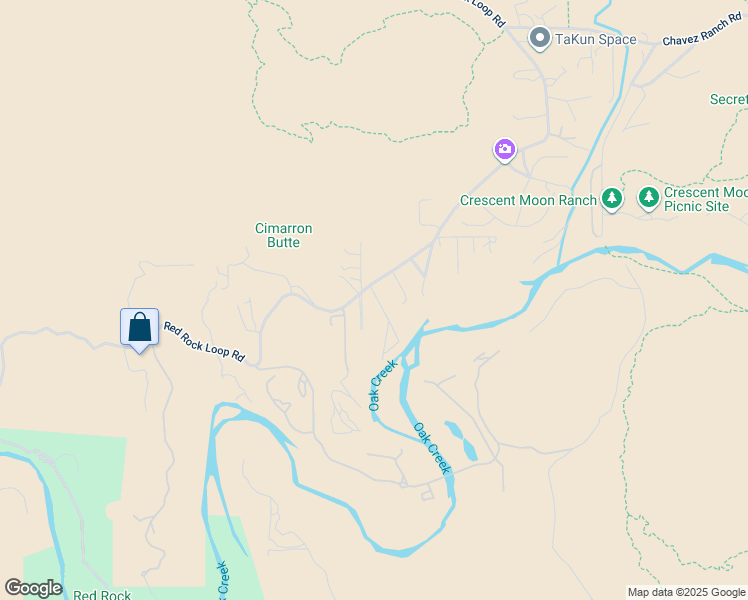 map of restaurants, bars, coffee shops, grocery stores, and more near 2715 Red Rock Loop Road in Sedona