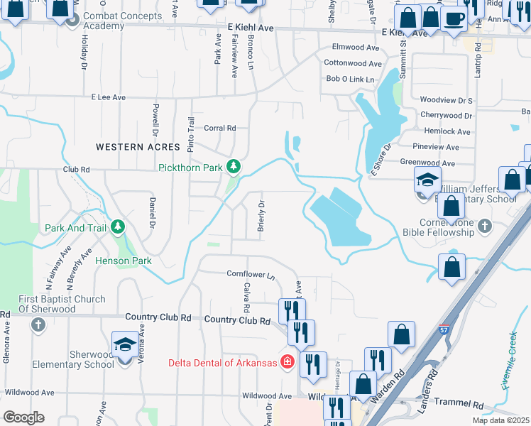 map of restaurants, bars, coffee shops, grocery stores, and more near 631 Brierly Drive in Sherwood