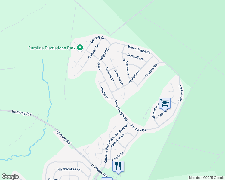 map of restaurants, bars, coffee shops, grocery stores, and more near 234 Merin Height Road in Jacksonville