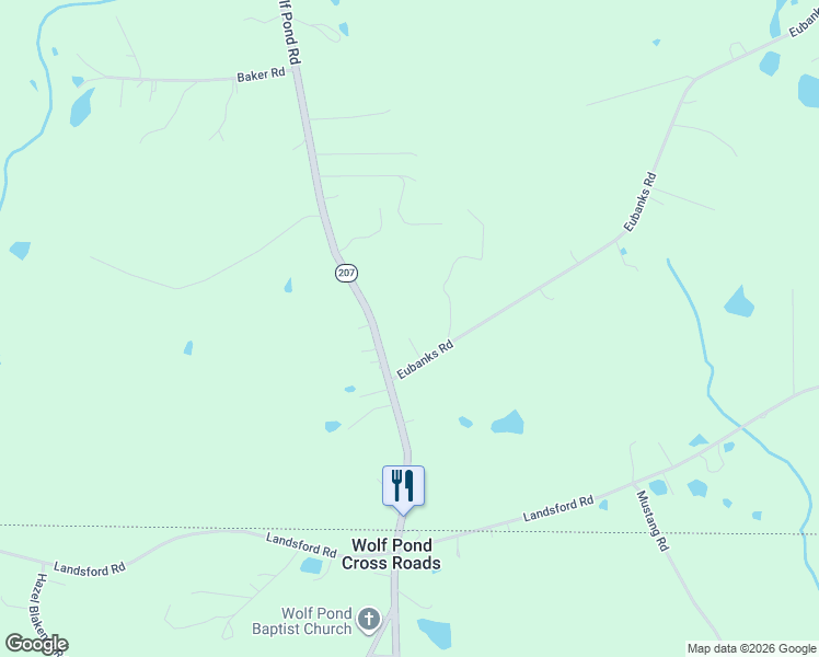 map of restaurants, bars, coffee shops, grocery stores, and more near 105 Eubanks Road in Monroe