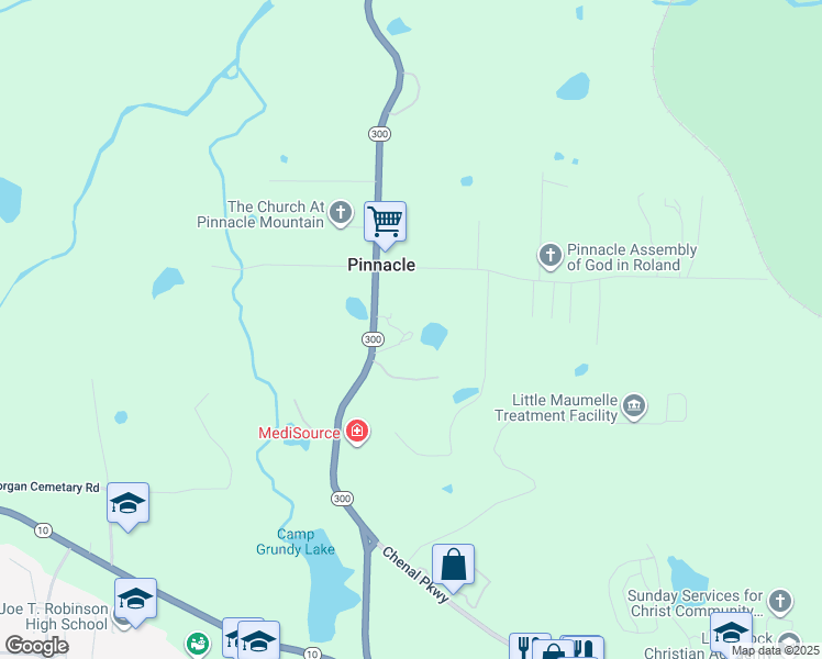 map of restaurants, bars, coffee shops, grocery stores, and more near 7506 Arkansas 300 in Little Rock