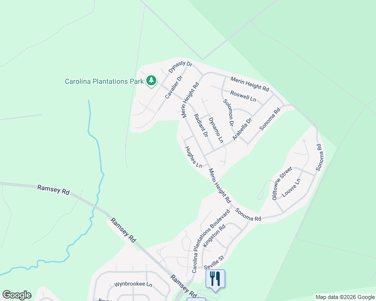 map of restaurants, bars, coffee shops, grocery stores, and more near 323 Hughes Lane in Jacksonville
