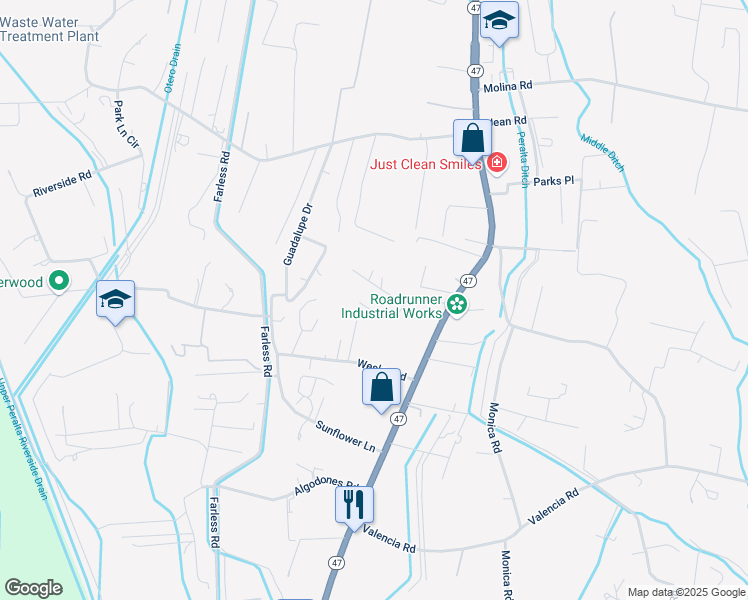 map of restaurants, bars, coffee shops, grocery stores, and more near 10 Adam Lane in Peralta
