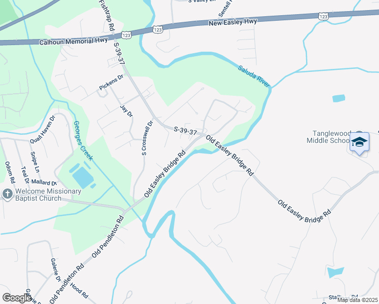 map of restaurants, bars, coffee shops, grocery stores, and more near 4101 Old Easley Bridge Road in Greenville