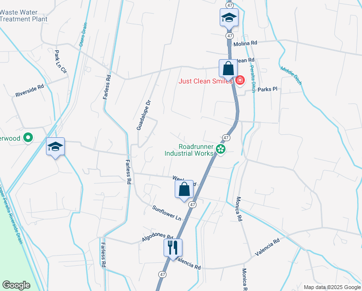 map of restaurants, bars, coffee shops, grocery stores, and more near 10 Adam Lane in Peralta